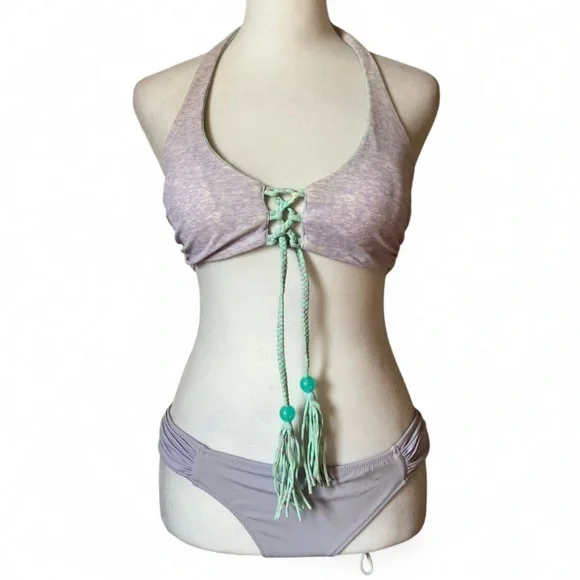Victoria's Secret Reversible Boho Bikini Set in Aquamarine & Lavender size Small - Picture 3 of 12